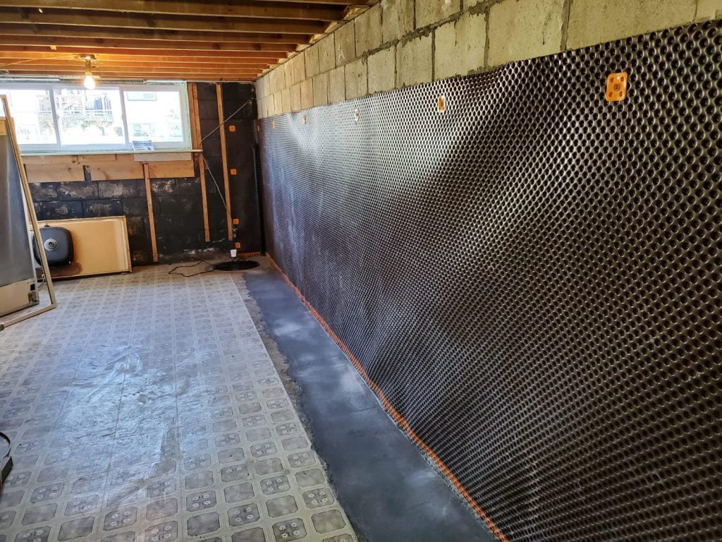 basement leak fixed with interior waterproofing