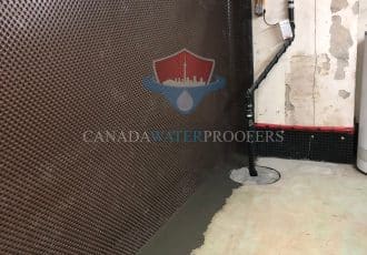 interior waterproofing membrane installed 